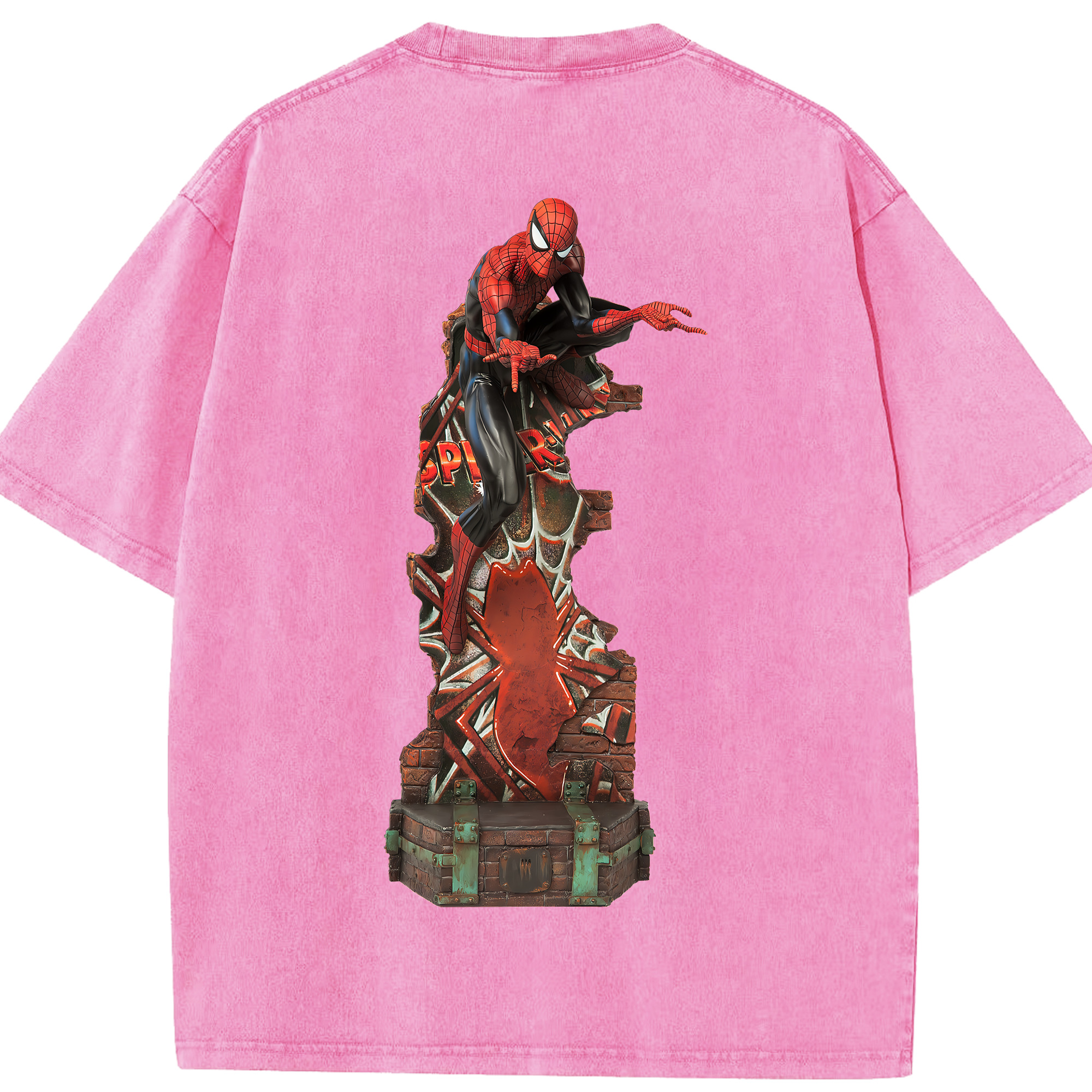 （画像用） Spider Man スパイダーマン 綿100% ヴィンテージ風 半袖Tシャツ（背面プリント）